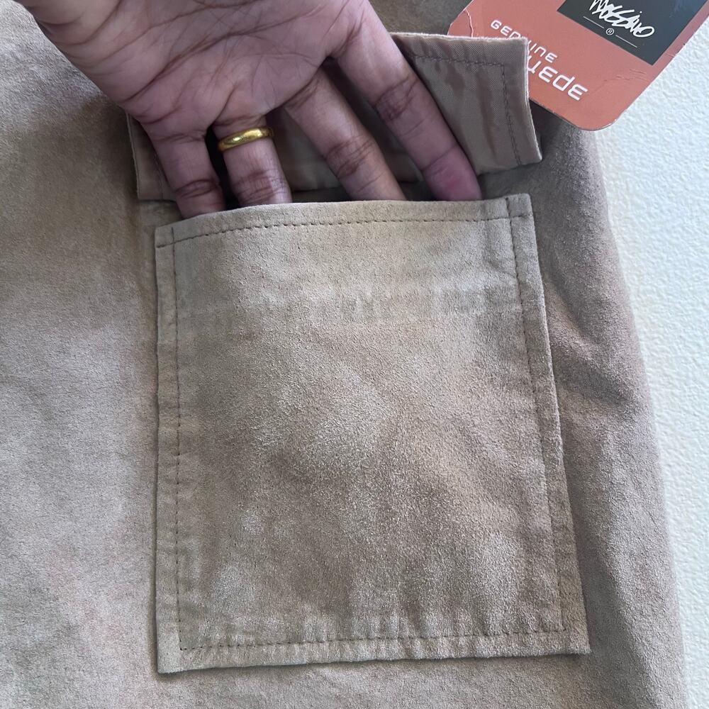 Women's Beige Tan Leather Suede Mini Skirt MOSSIMO Casual Western Boho 14 NWT - Picture 5 of 8